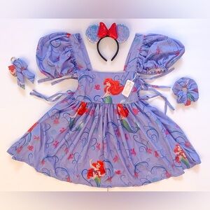 Women’s adjustable upcycled Ariel Little mermaid puff sleeve dress set